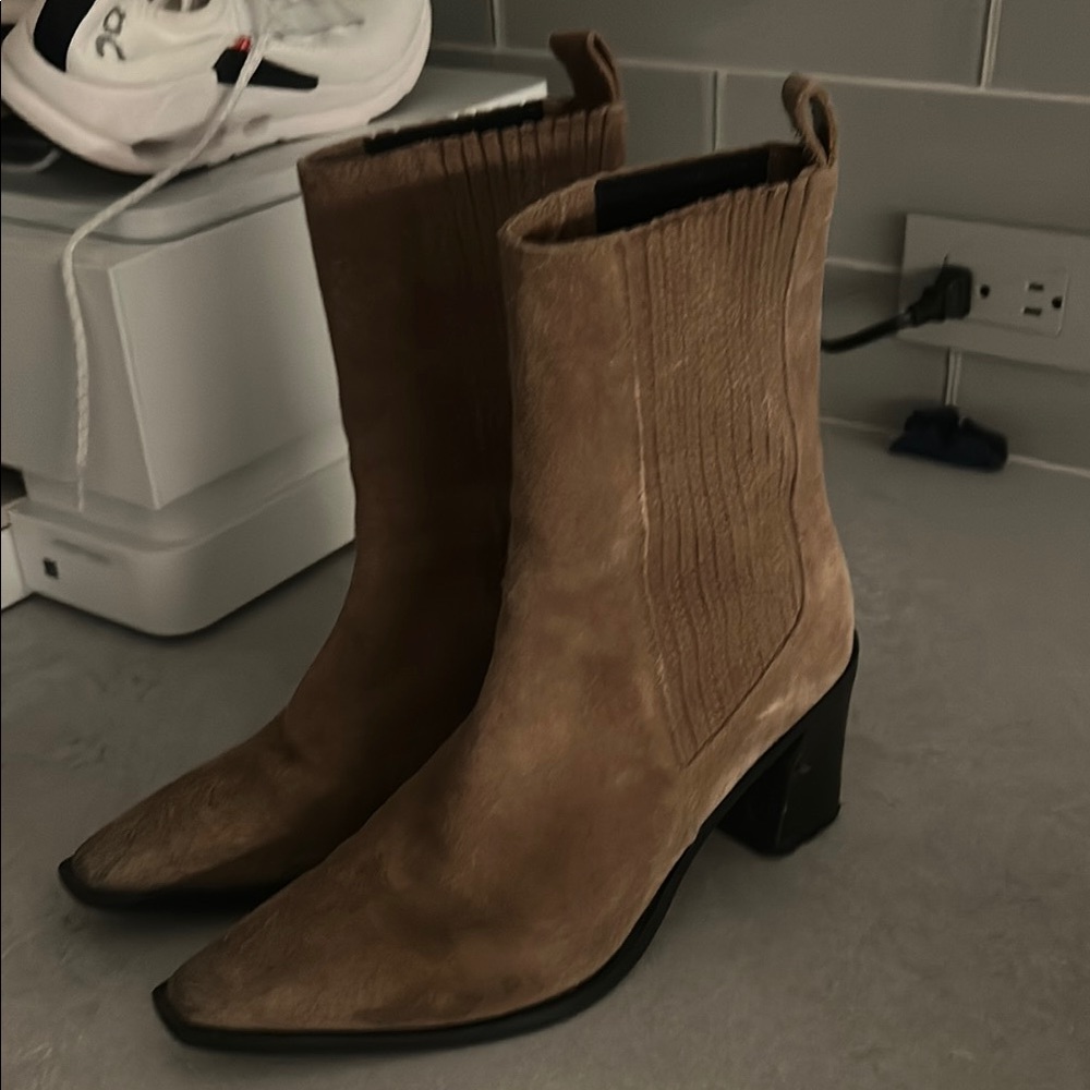 Brown Suede Ankle Boots Zara